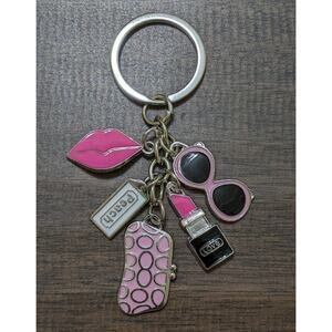 3/$20 New pink beauty keychain keyring key chain ring lipstick sunglasses purse